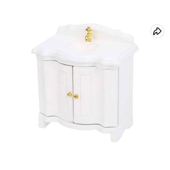 Dollhouse White Bathroom Vanity 1:12 Scale New - Picture 9 of 11